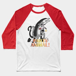 "Party Animal" Grey Cat Baseball T-Shirt